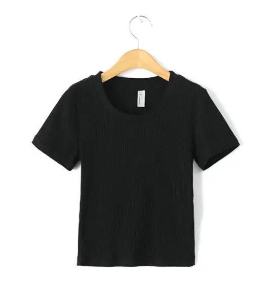Sexy O Neck Strentch Cotton Tight T Shirt Aa American Short Sleeve Slim Tee Femme Pullover T-Shirt 5 Color S M 1