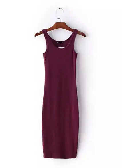 Sexy O Neck Stretch Midi Dress Women Brandy Melville Aa Vintage Package Hips Long Tank Dresses 4 Colors 4