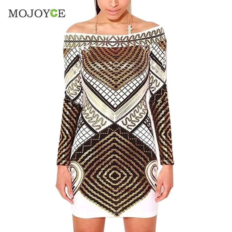 Sexy Off Shoulder Bodycon Bandage Women Dress Vestidos Fashion Long Sleeve Slash Neck Dress Dress Vestido De Festa 3