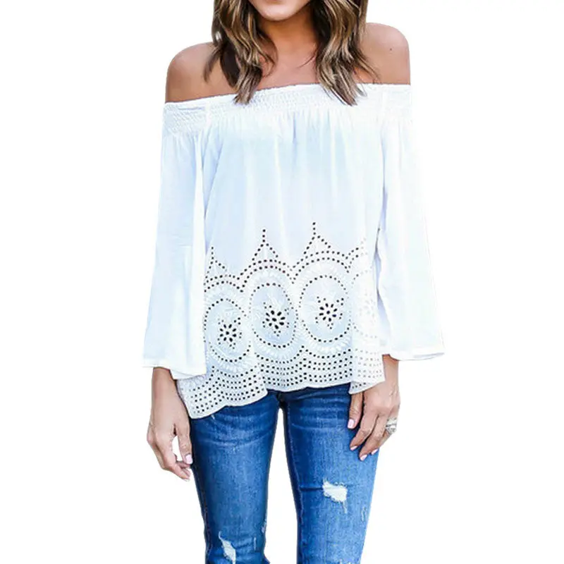 Sexy Off Shoulder Long Women Tops Hollow Out Long Sleeve Shirt Women Women Blouses Blusa Plus Size Blusas Femininas 3