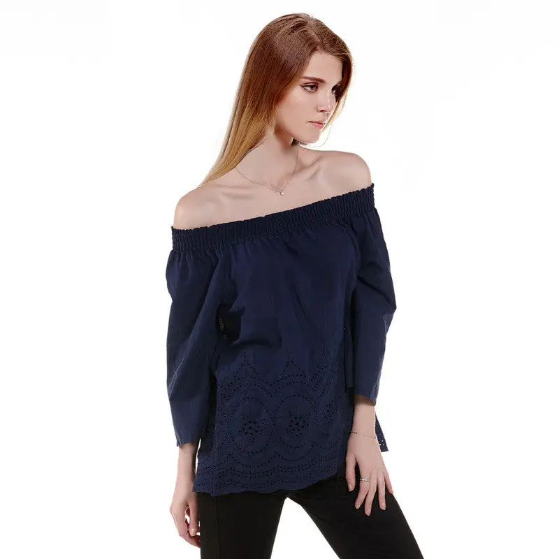 Sexy Off Shoulder Long Women Tops Hollow Out Long Sleeve Shirt Women Women Blouses Blusa Plus Size Blusas Femininas 7