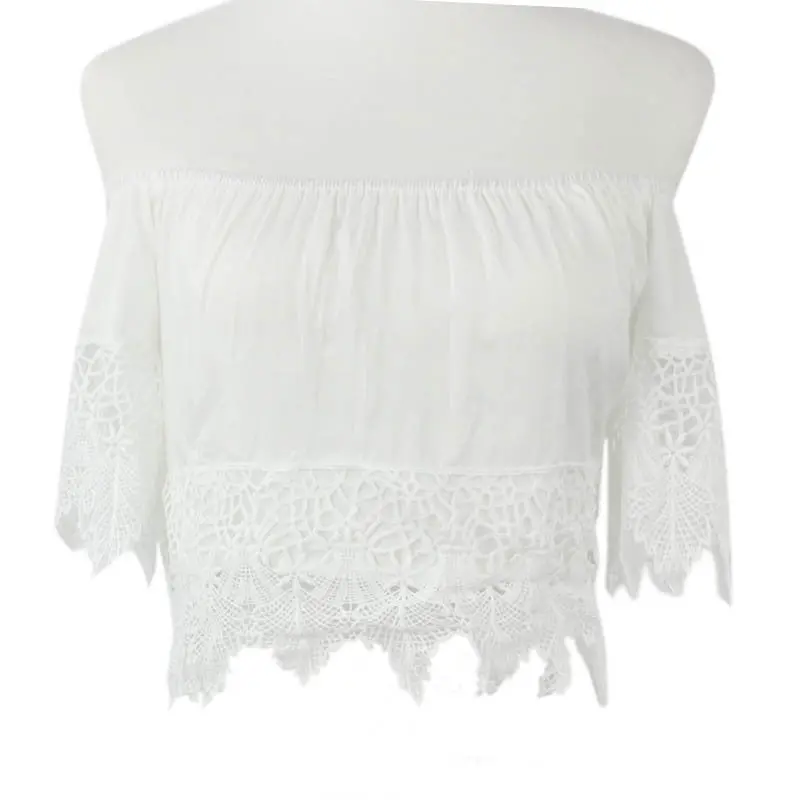 Sexy Off The Shoulder Blusa Style Sexy Tops Women Casual Lace T Shirts Ladies Tees 4