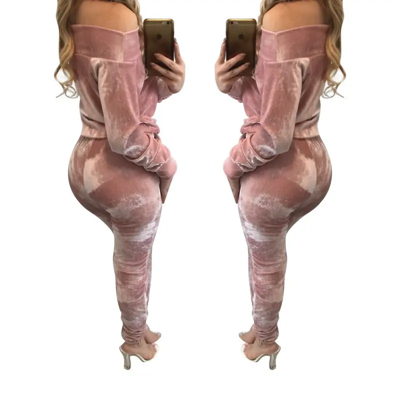 Sexy Off The Shoulder Pleuche Drawstring Long Jumpsuit Puls Size Women's Pink Blue Rompers Costomes Femininos Lx137 6
