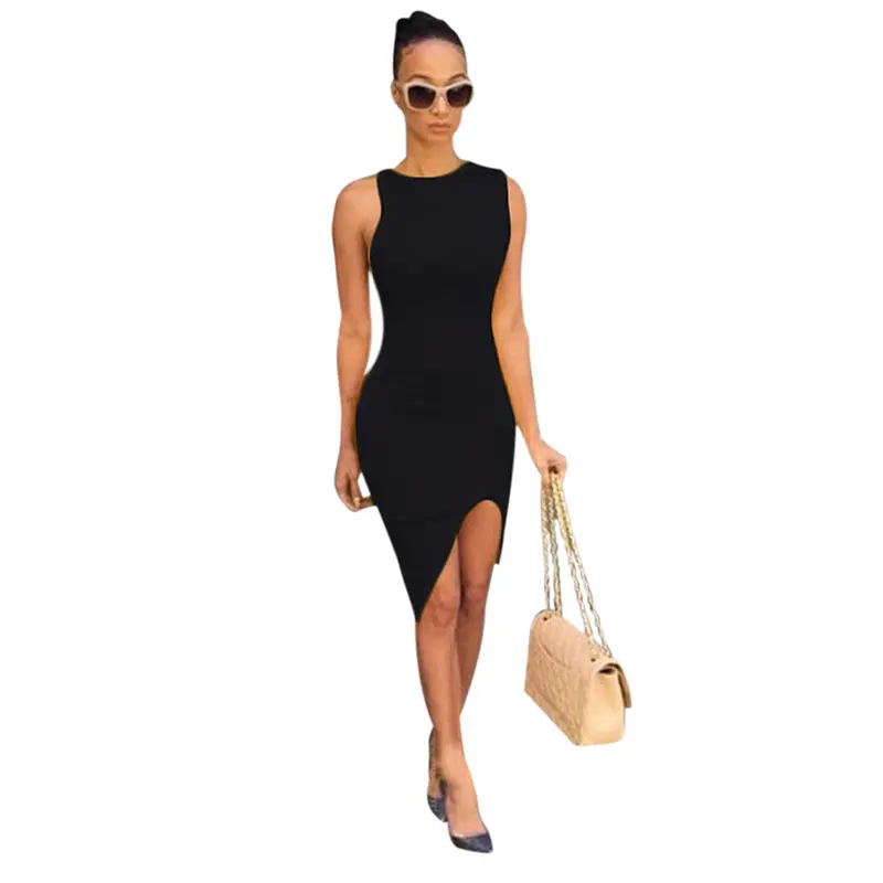 Sexy Party Dresses Women Slim Package Hip Nightclub Slit Irregular Dress Vestidos De Fiesta Feida 1