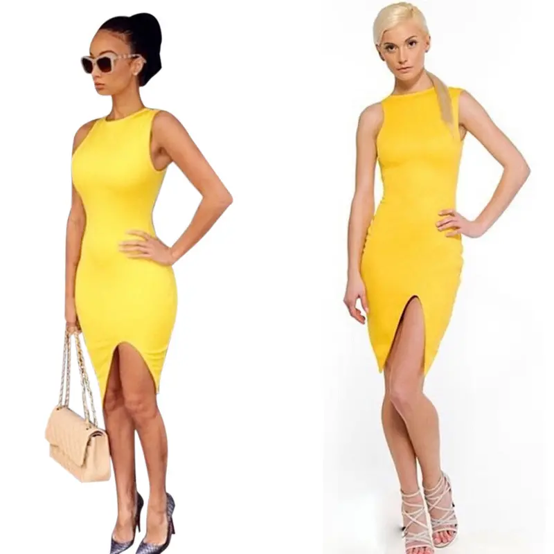 Sexy Party Dresses Women Slim Package Hip Nightclub Slit Irregular Dress Vestidos De Fiesta Feida 4