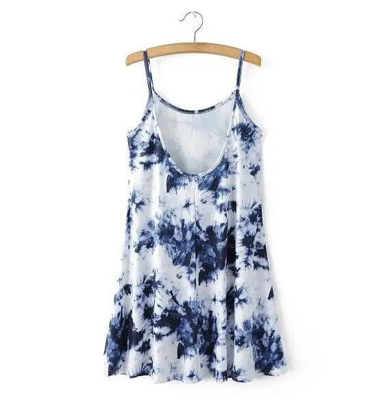 Sexy Printing Ink Rendering Sling Backless Dress Women Halter Strap Sleeveless Spaghetti Strap Dresses Femme S M L 1