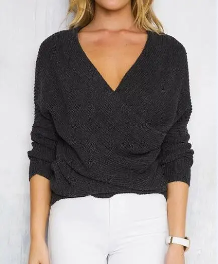 Sexy Pullovers White Sweater Women Sweater Retro Batwing Sleeve Elegant Loose V Neck Sweaters Pullover Gv427 5