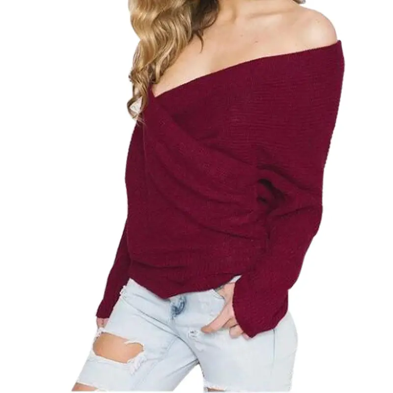 Sexy Pullovers White Sweater Women Sweater Retro Batwing Sleeve Elegant Loose V Neck Sweaters Pullover Gv427 7