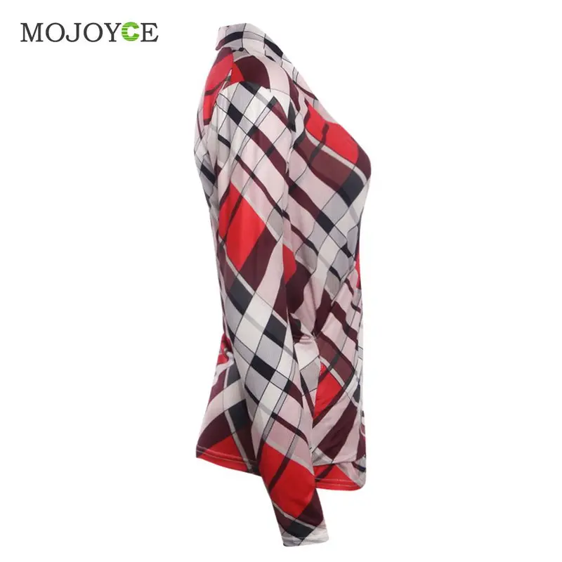 Sexy Red Plaid Women Blouses Shirts Casual V Neck Tops Shirt Women Blusas Feminina Plus Size Women Tops Blusas Y Camisas Mujer 4