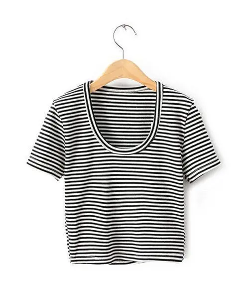 Sexy Retro Bare Midriff Short Sleeve Tank Tops Candy Colors O Neck Short Tank Tops Camis Camisole Tee T-Shirts 7 Colors 1