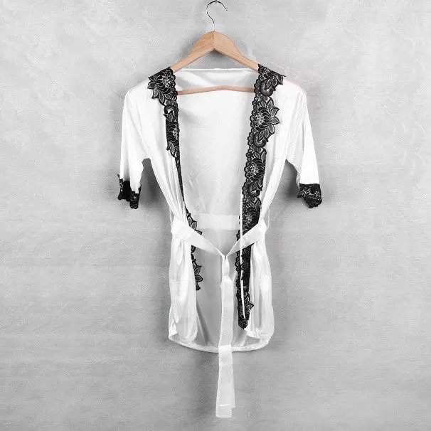 Sexy Satin Lingerie Robe Dress Sleepwear Nightwear Underwear Set 1