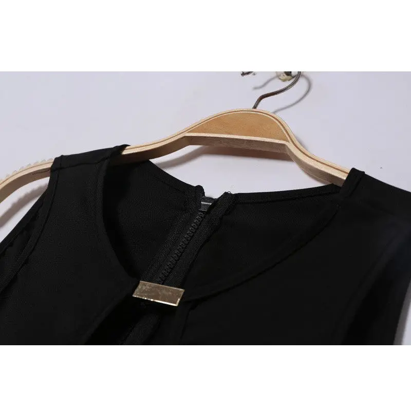 Sexy Sleeveless Hhalter Piece Hollow Waist Trousers Straight Type Black Rompers Womens Jumpsuit Bodysuit Plus Size 3