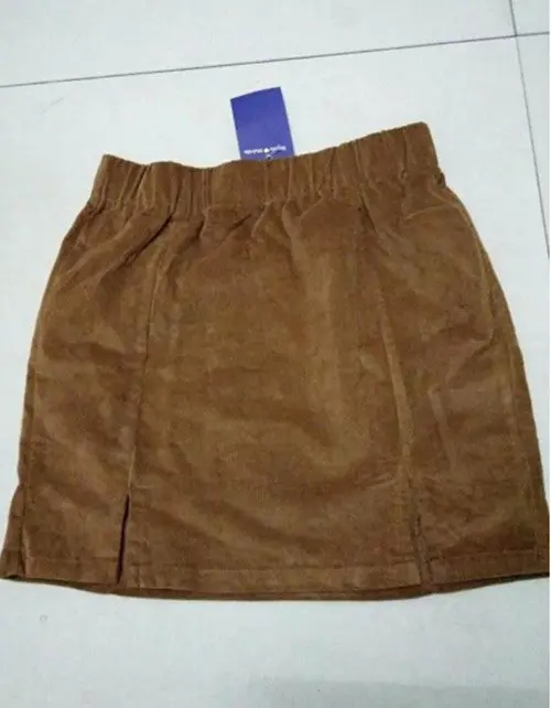 Sexy Slit Hem Package Hips Corduroy Skirt Brandy Melville Women Elastic Waist Bodycon Mini Short Skirts Femme 3 Colors 4