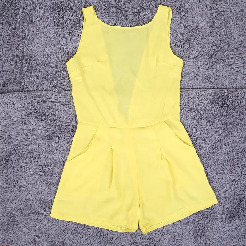 Sexy Solid Backless Sleeveless Shorts Playsuit Bodycon Evening Party Jumpsuit Romper Trousers 1