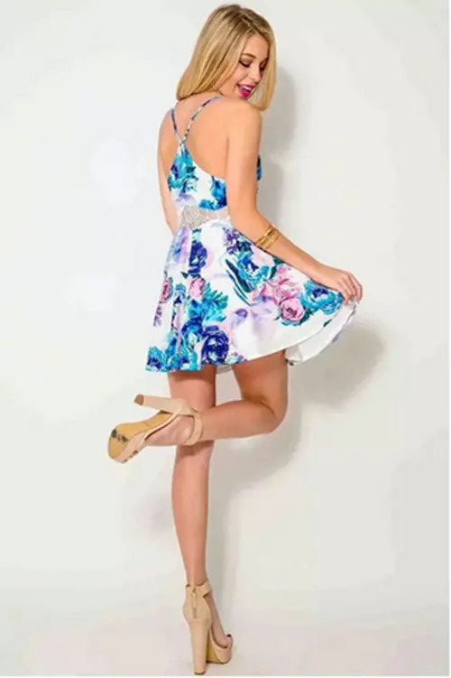 Sexy Spaghetti Strap V Neck Floral Print Spliced Lace Short Jumpsuit Rompers Women's Playsuits Elegant Jumpsuit 3