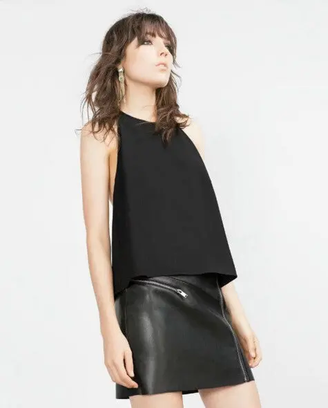 Sexy Spliced Lace Backless Halter Pullover Tanks Women Sleeveless O Neck Short Tee Camis Loose Femme Crop Top Black 3