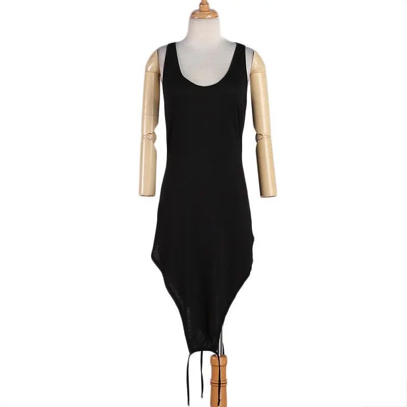 Sexy Split Irregular Condole Bodysuit Black 1