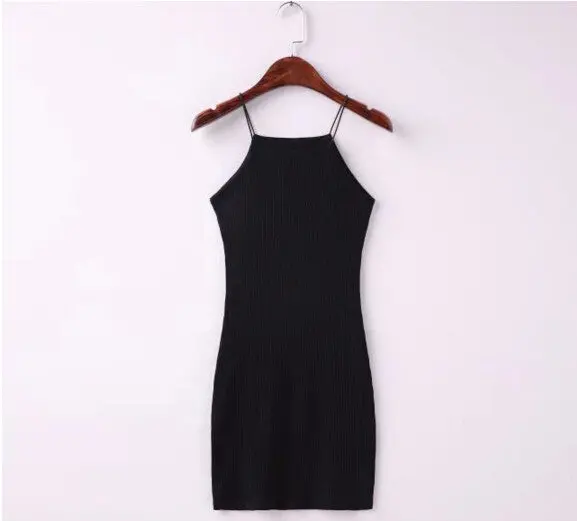 Sexy Square Neck Rubber Bodycon Sleeveless Dress Women Brandy Melville Aa Package Hips Short Dresses 5 Color 3