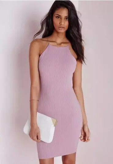 Sexy Square Neck Rubber Bodycon Sleeveless Dress Women Brandy Melville Aa Package Hips Short Dresses 5 Color 8