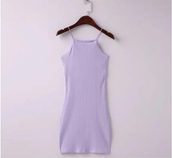 Sexy Square Neck Rubber Bodycon Sleeveless Dress Women Brandy Melville Aa Package Hips Short Dresses 5 Color 9