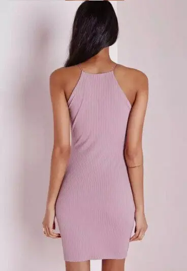 Sexy Square Neck Rubber Bodycon Sleeveless Dress Women Brandy Melville Aa Package Hips Short Dresses 5 Color 9