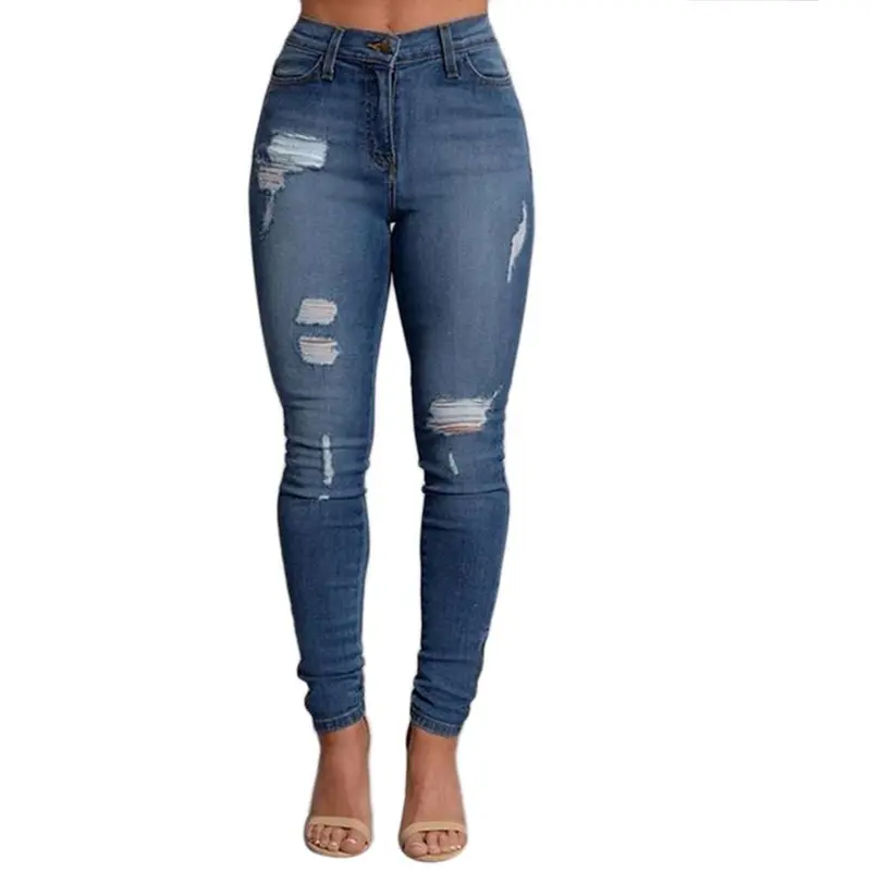 Sexy Styleripped Holes Denim Pants Jeans Slim Vintage Boyfriend Jeans For Girl S-Xl Size Zipper Decor 2