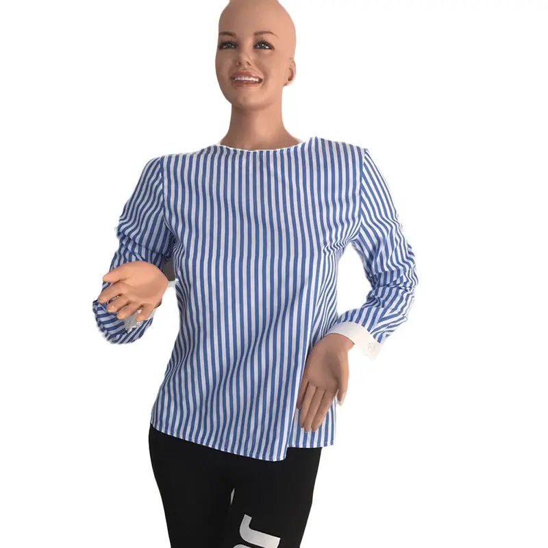 Sexy Tops Ladies Women Backless Striped Long Sleeve Blusa Loose Casual Elegent T Shirt Tops 7