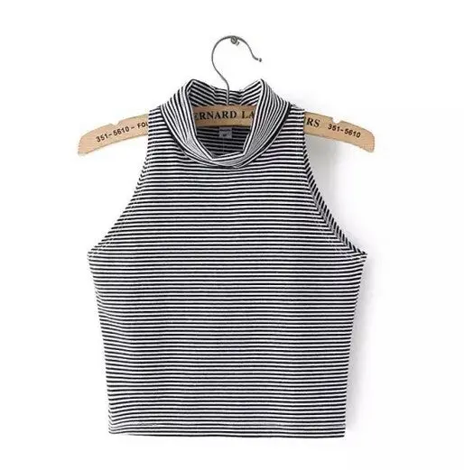 Sexy Turtleneck Short Bare Midriff Tanks Crop Top Brandy Melville Short Tank Tops Tee Ropa Mujer Camisetas Femininas 5 Colors 1