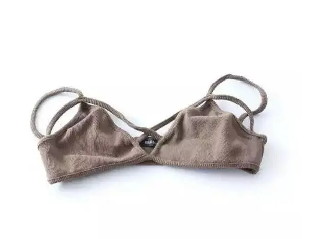 Sexy V Neck Front Backless Cross Brandage Hollow Out Strappy Bustier Crop Top Bra Tank Bralette Brandy Camis 5 Colors 4