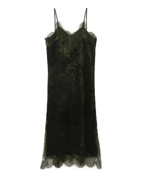 Sexy Velvet Lace Stitching Strappy V Neck Strap Dress Woman Vestido De Festa Curto Robe Jurken Dresses Black Green 5
