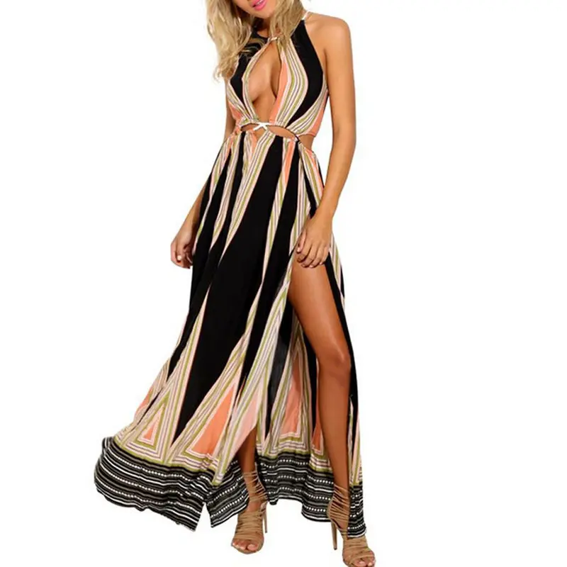 Sexy Woman Dress Style Women Party Long Dress Girl Vintage Side Split Dresses Maxi Vestidos 1