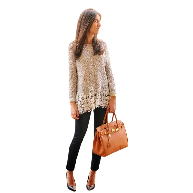 Sexy Women Blusa Long Sleeve Shirt Lace Blouse Slim Casual Knitwear Tops Long Shirt Cute Sweatshirt 1
