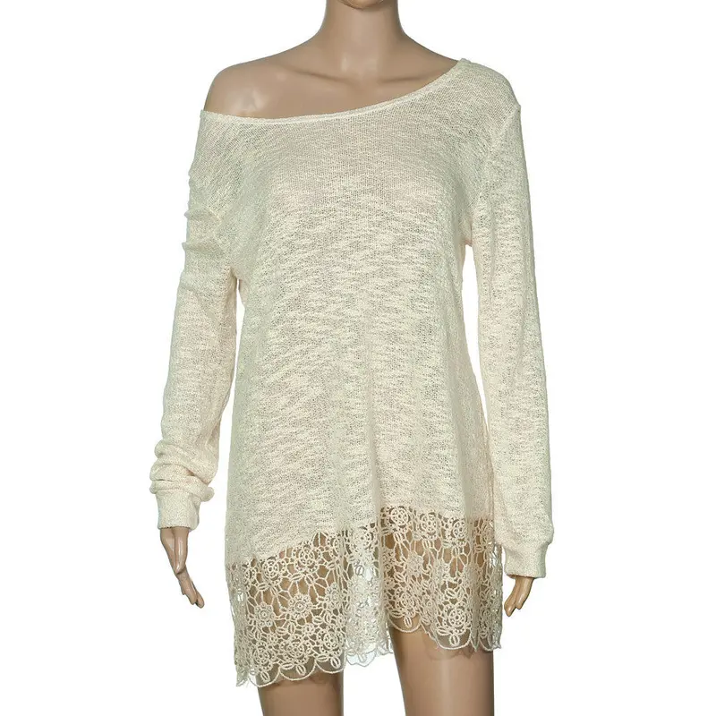 Sexy Women Blusa Long Sleeve Shirt Lace Blouse Slim Casual Knitwear Tops Long Shirt Cute Sweatshirt 3