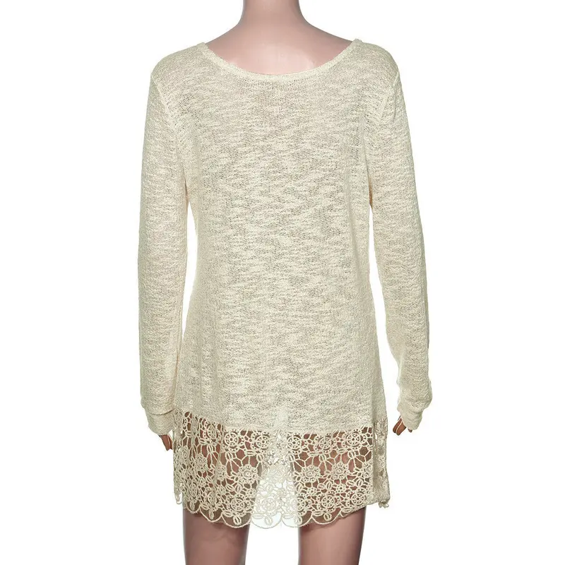Sexy Women Blusa Long Sleeve Shirt Lace Blouse Slim Casual Knitwear Tops Long Shirt Cute Sweatshirt 4
