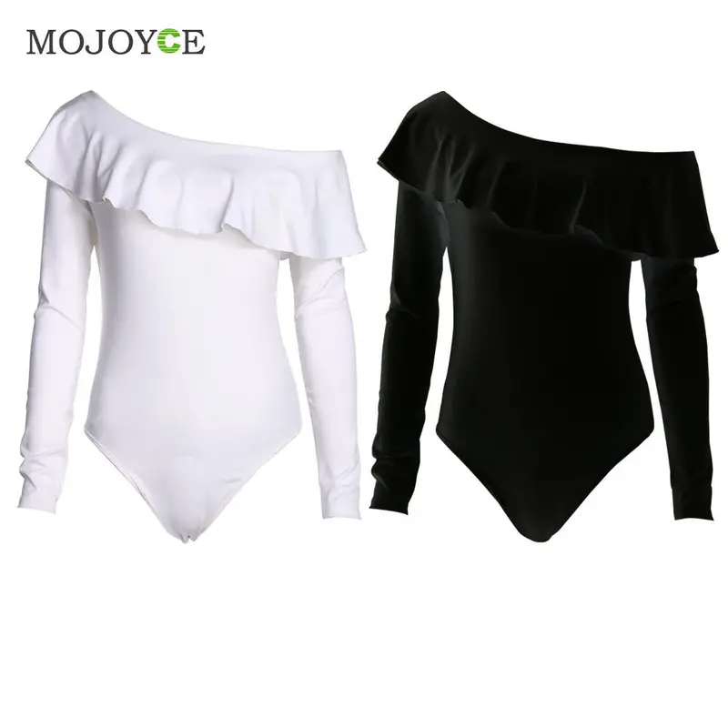 Sexy Women Bodysuits Ruffles Club Long Sleeve Bodycon Sheath Bodysuit Elastic Solid Playsuits Rompers Womens Jumpsuits 4