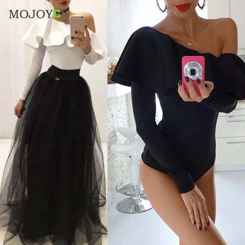 Sexy Women Bodysuits Ruffles Club Long Sleeve Bodycon Sheath Bodysuit Elastic Solid Playsuits Rompers Womens Jumpsuits 5