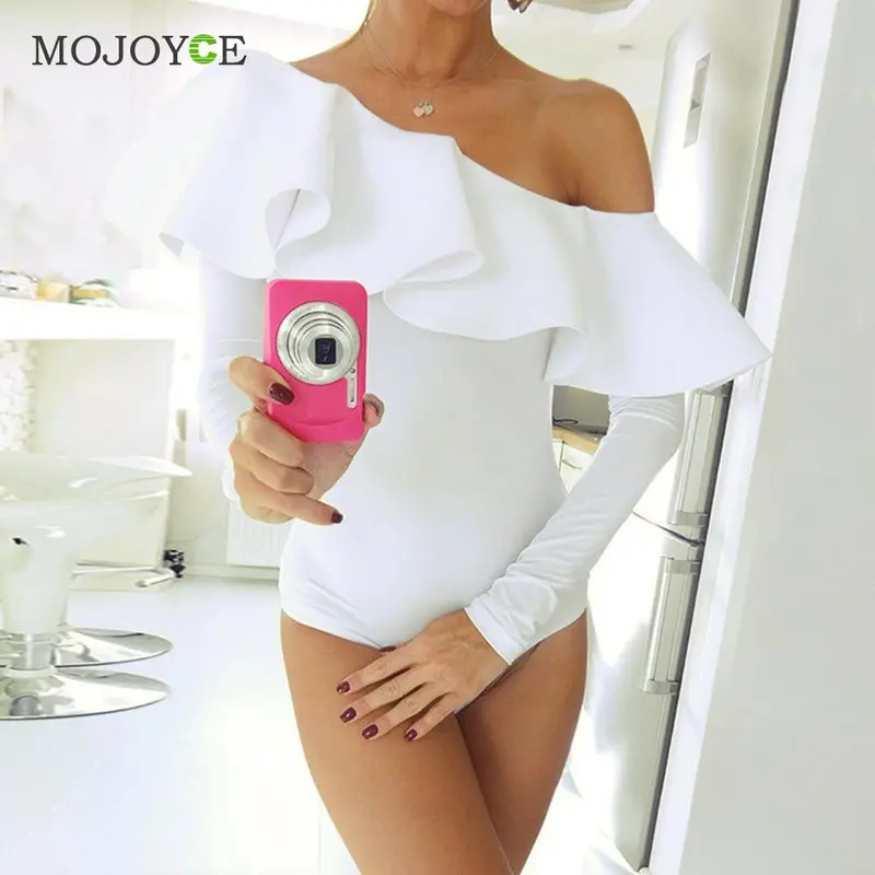Sexy Women Bodysuits Ruffles Club Long Sleeve Bodycon Sheath Bodysuit Elastic Solid Playsuits Rompers Womens Jumpsuits 6