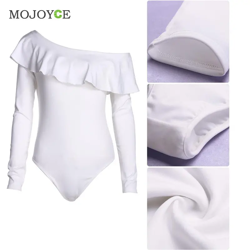 Sexy Women Bodysuits Ruffles Club Long Sleeve Bodycon Sheath Bodysuit Elastic Solid Playsuits Rompers Womens Jumpsuits 7