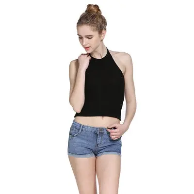 Sexy Women Bohemia Knitted Tank Tops Bustier Style Crop Tops Halter Trendy Tops Beach Backless Vest Cropped Feminino 1
