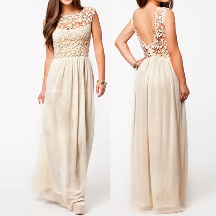 Sexy Women Boho Hollow Long Maxi Evening Party Chiffon Dress & 1
