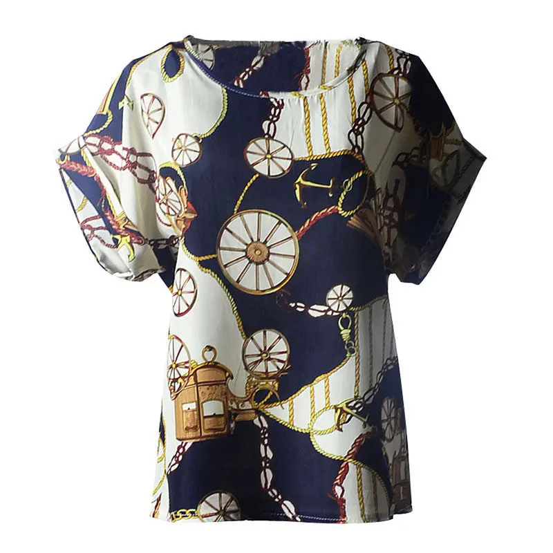 Sexy Women Casual Shirt Sexy Slim Shirt Top Women Totem Sunflower Print Chiffon Top Tshirt Plus Sizesxxl 1
