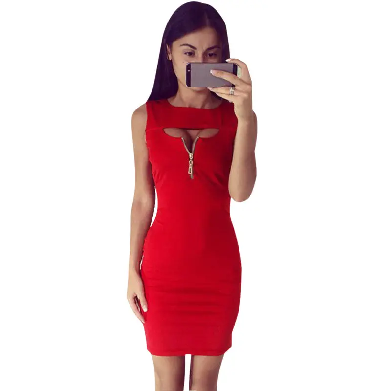 Sexy Women Clothing Sexy Sleeveless Party Bodycon Red Mini Dress Vestidos De Fiesta Feida 4