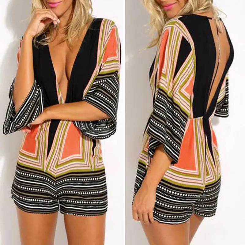 Sexy Women Clubwear V-Neck Playsuit Bodycon Party Jumpsuit Backless Rompers Womens Jumpsuit Bodysuit Combinaison Femme Overalls 2