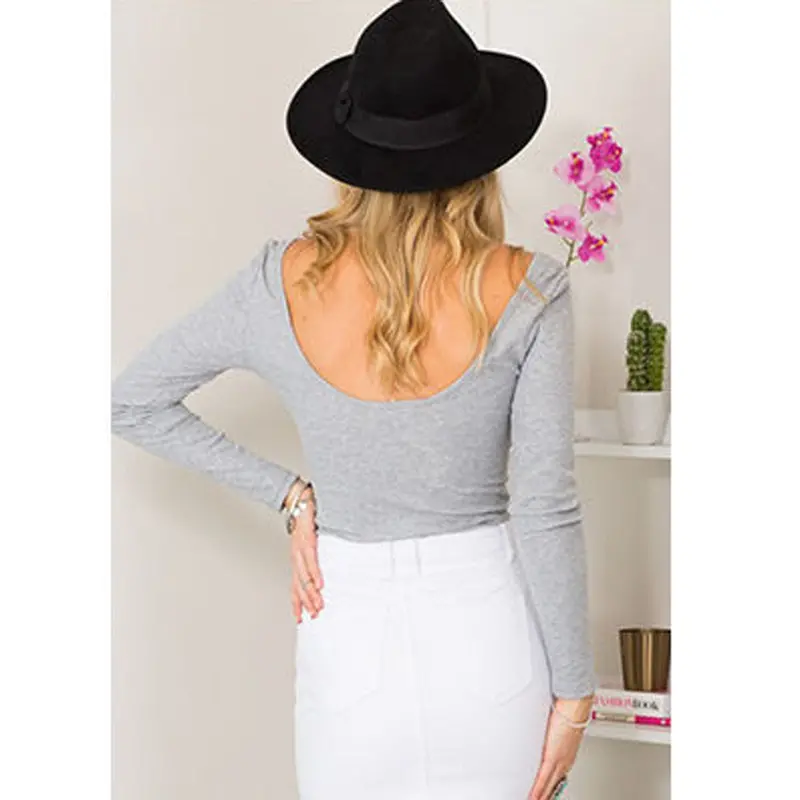 Sexy Women Cross Lace-Up Long Sleeve Tee T-Shirt Solid Crop Tops 8