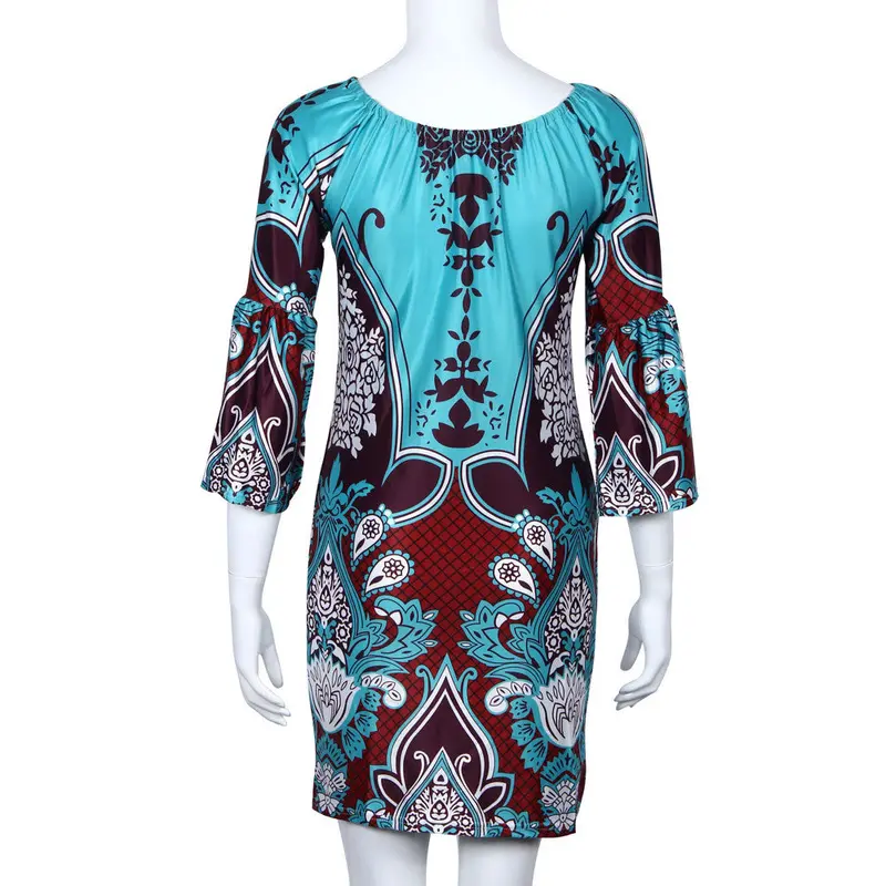 Sexy Women Dress High Neck Bodycon Celebrity Bandage Dresses Bohemia Printing Plus Size Robe 1