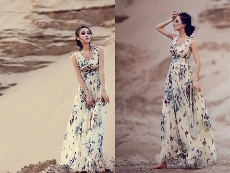 Sexy Women Dress Long Chiffon Dress Beach Dresses Loose Casual Dress Slim Vestidos Plussize Xxl 5