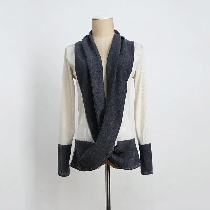 Sexy Women Irregular Splice Cotton Long Sleeve V Neck Loose Shirts Tops Blouse 2