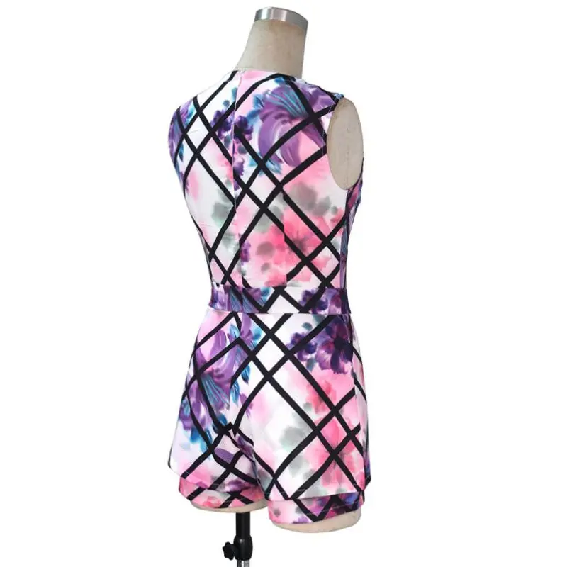 Sexy Women Jumpsuit Floral Women Jumpsuit High Waist Print Playsuit Shorts Rompers 4