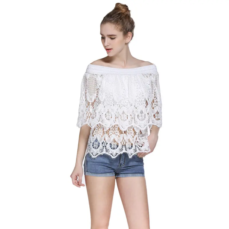 Sexy Women Lace Crop Tops Sunscreen Tops Tshirt Femininas Sexy Vest Vintage Padded Bustier Crop Top Cropped Tops For Women 1
