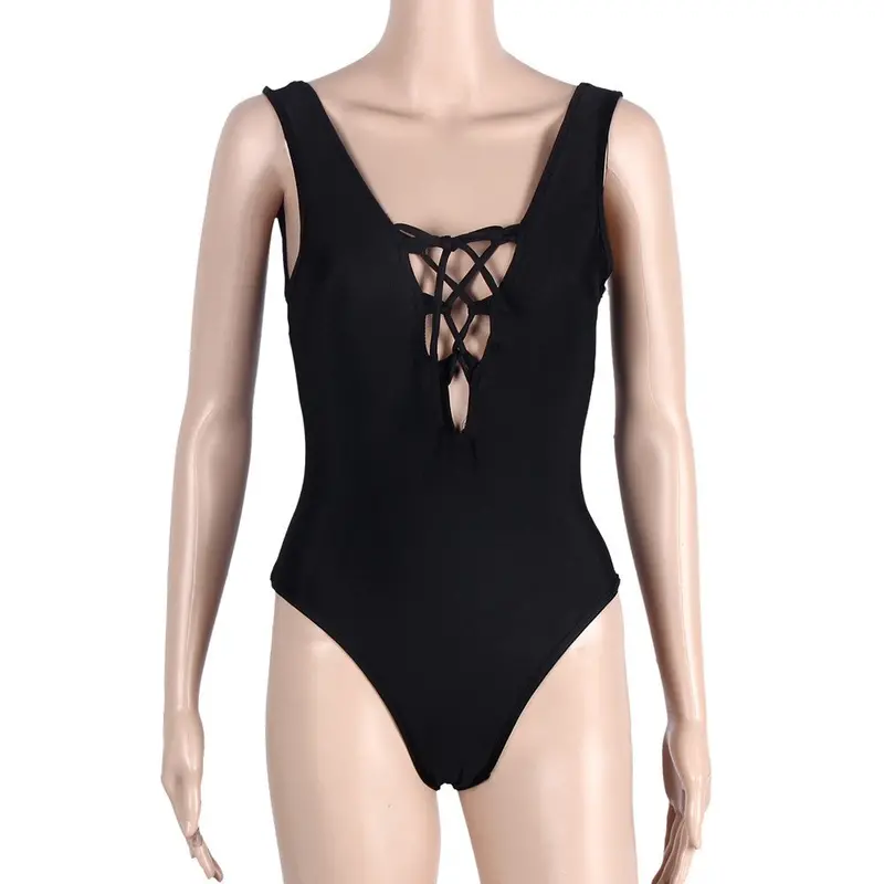 Sexy Women Lacing Piece Swimsuit Push Up Bikini Swimwear Beachwear Jumpsuit Romper Feida 8